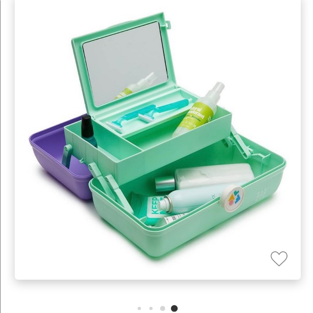 Coral, teal, purple caboodle large with mirror